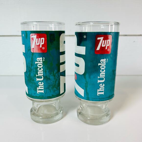 Vintage 7-Up Soda The Uncola Drinking Glasses Tumblers Soda Kitchen Glasses Home - Picture 5 of 5